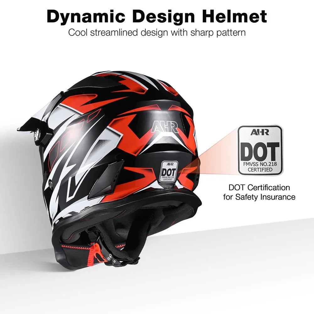 TheLAShop Black Red Dirt Bike Helmet Full Face DOT Lightweight