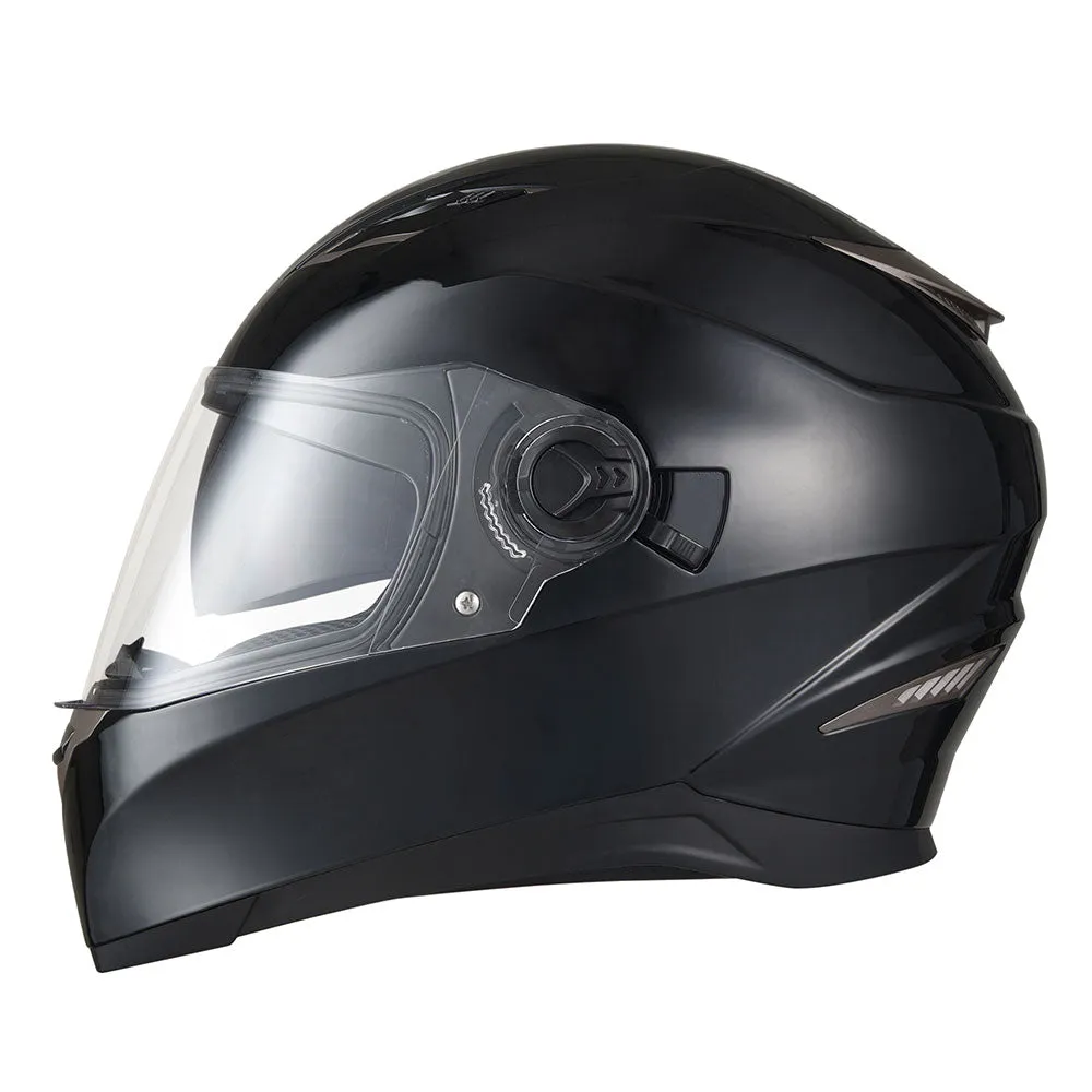 TheLAShop DOT Full Face Motorcycle Helmet Dual Visor ABS Shell Black