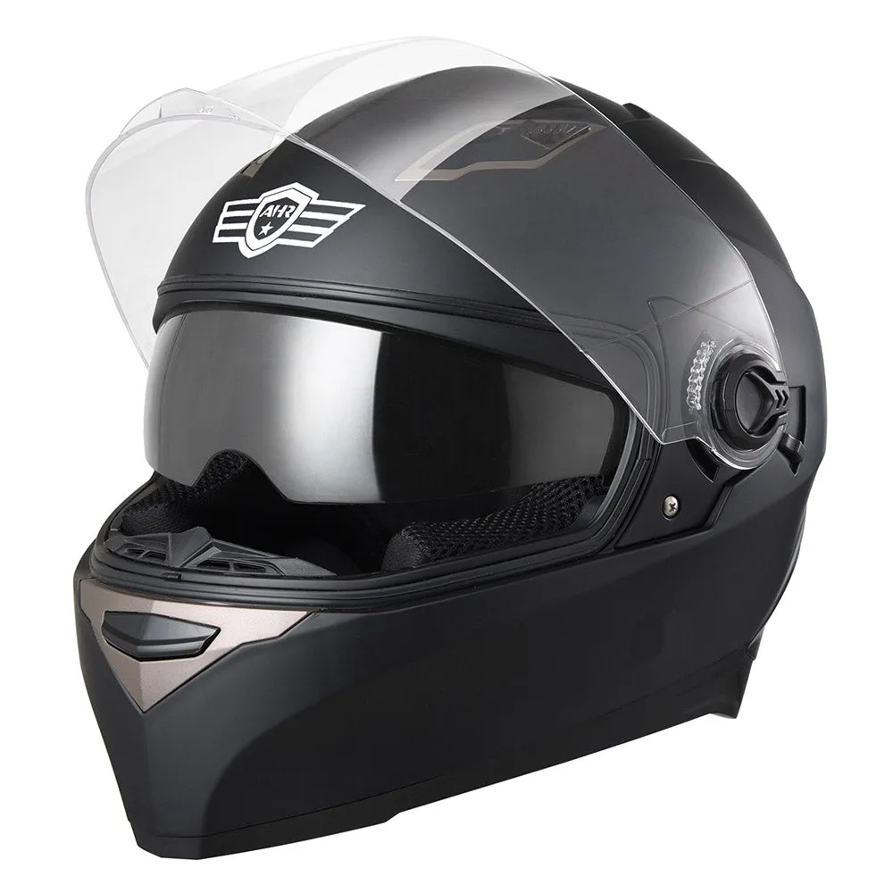 TheLAShop DOT Full Face Motorcycle Helmet Dual Visor ABS Shell Matte Black