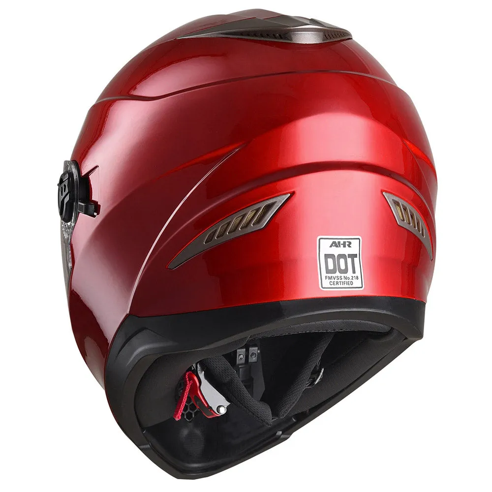 TheLAShop Full Face Helmet DOT Dual Visor RUN-F Red