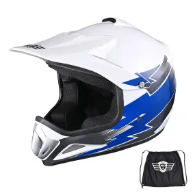 TheLAShop H-VEN12 Youth Dirt Bike Helmet DOT Blue