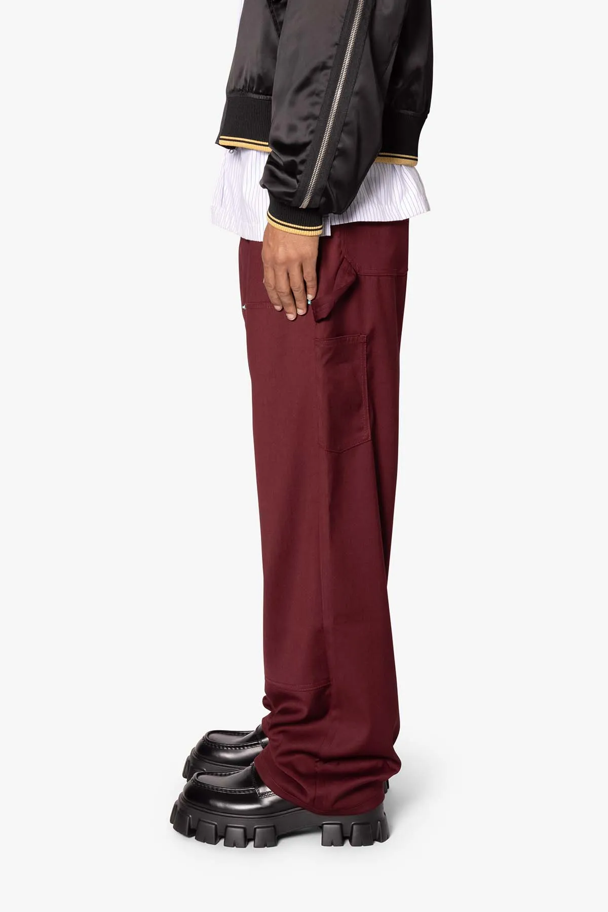 Ultra Baggy Double Knee Rivet Pants - Red